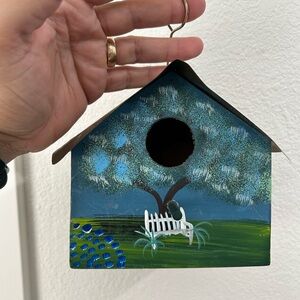 Hand-Painted Birdhouse with Tree Design